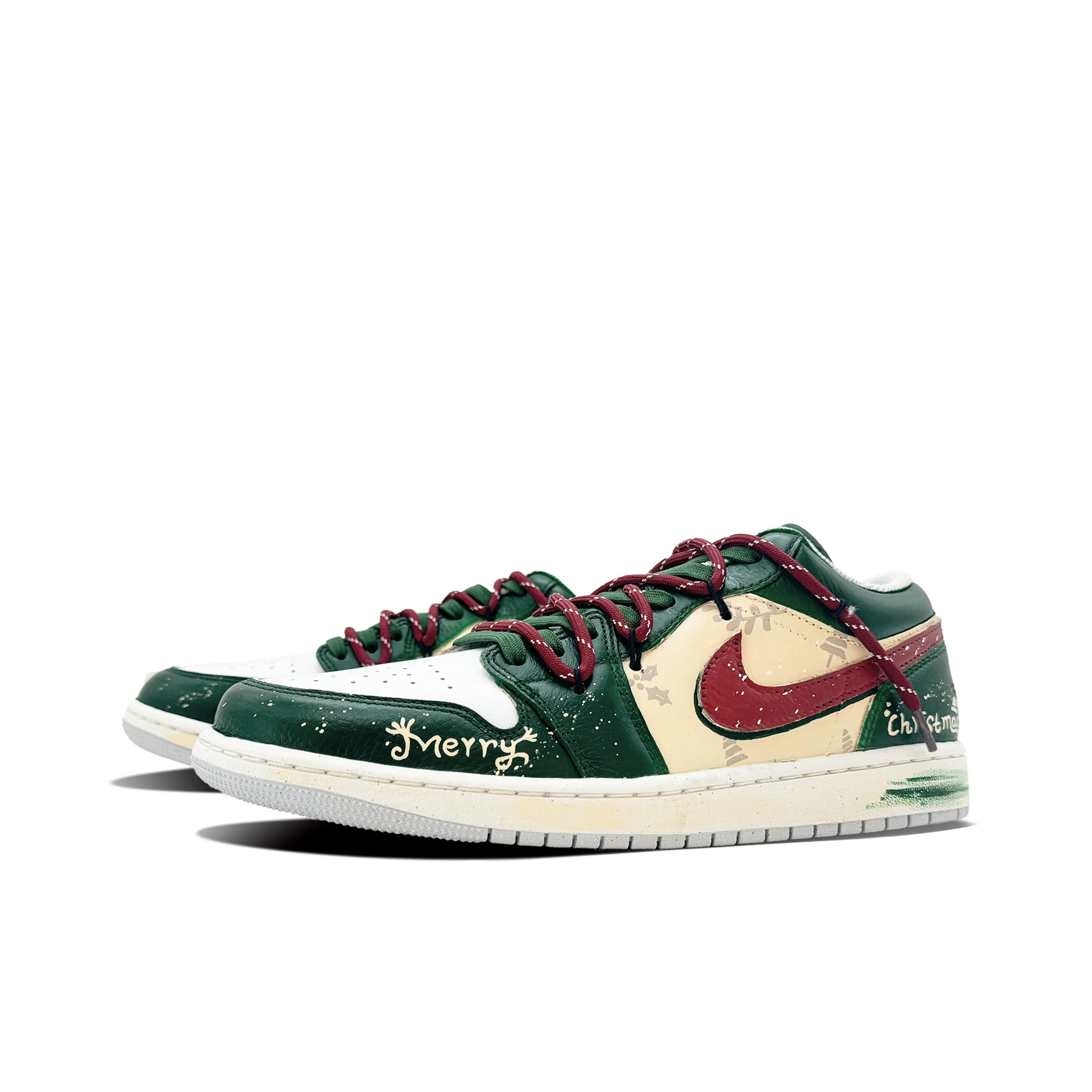 [Custom Christmas Rhythm] Jordan Air Jordan 1 Low Top Unisex Skateboarding Shoes
