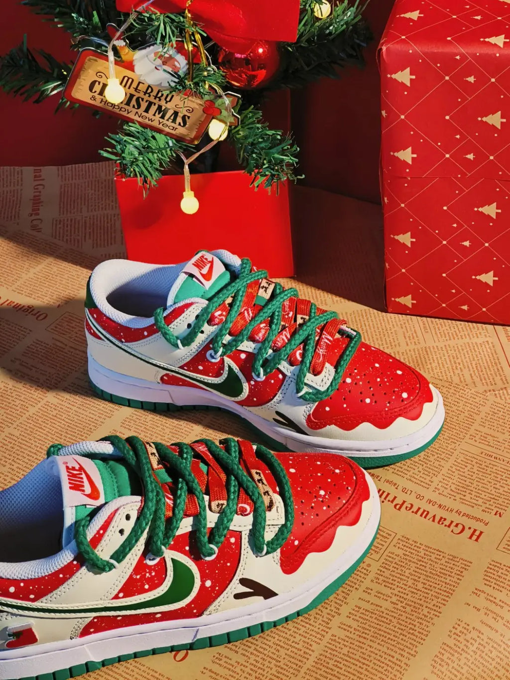[Custom Christmas Reindeer] Dunk Women's Skateboarding Shoes Low-top