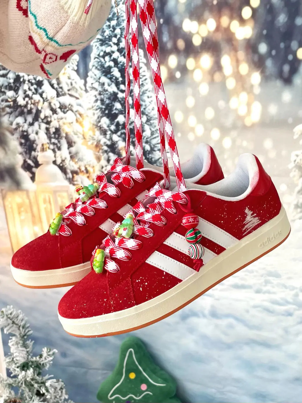 [Custom Velvet Crimson] Grand Court Base 00s Low Top Skate Shoes Unisex Christmas Collection