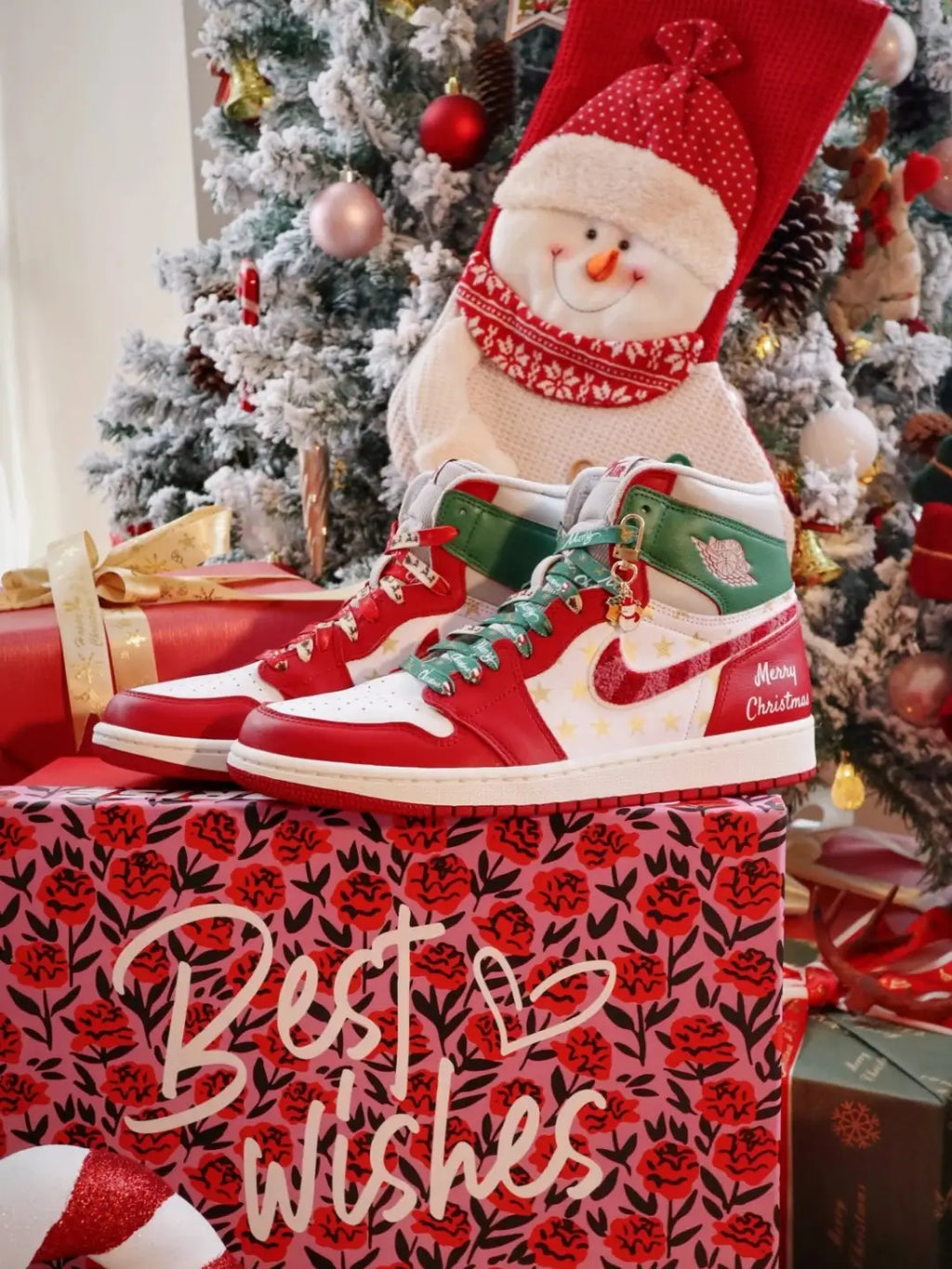 [Custom Christmas Star] Air Jordan 1 High Top Unisex Skateboarding Shoes