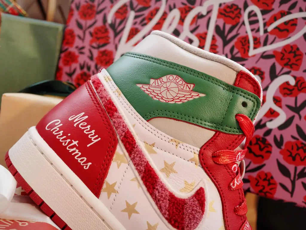 [Custom Christmas Star] Air Jordan 1 High Top Unisex Skateboarding Shoes