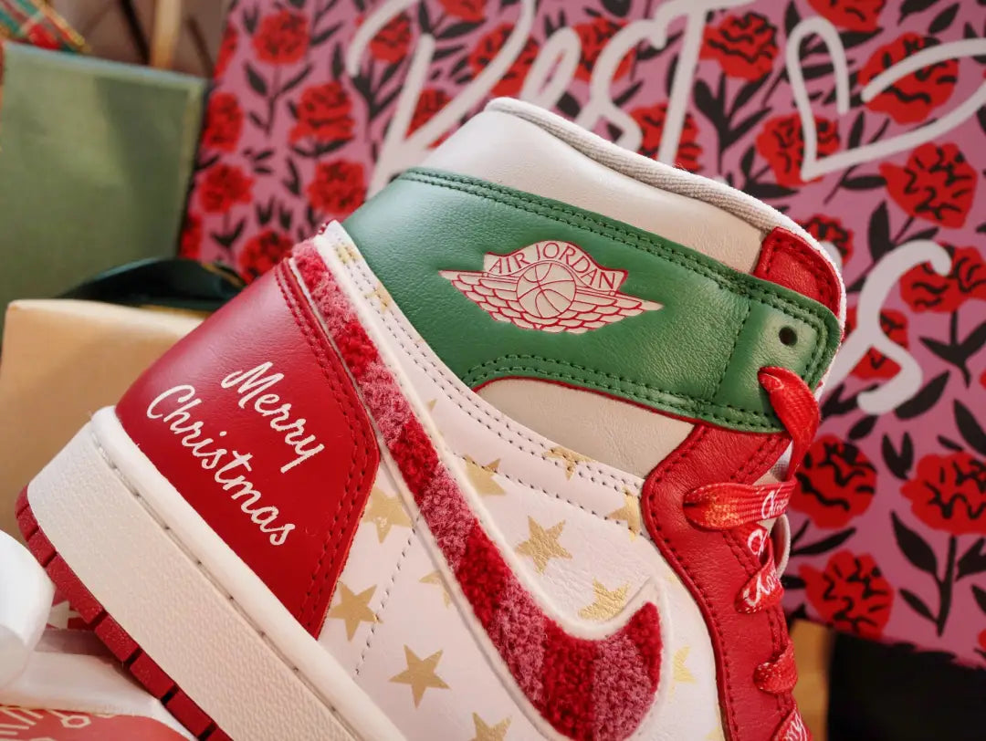 [Custom Christmas Star] Air Jordan 1 High Top Unisex Skateboarding Shoes