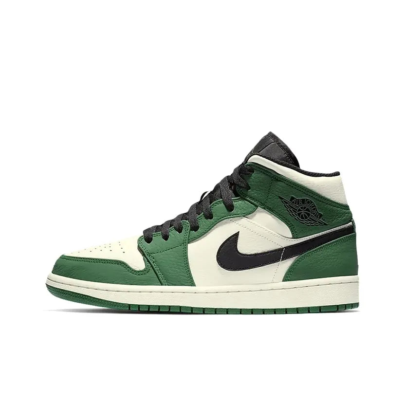 [Custom Iced Evergreenl] Air Jordan 1 Mid Top Men's Skateboarding Shoes Green