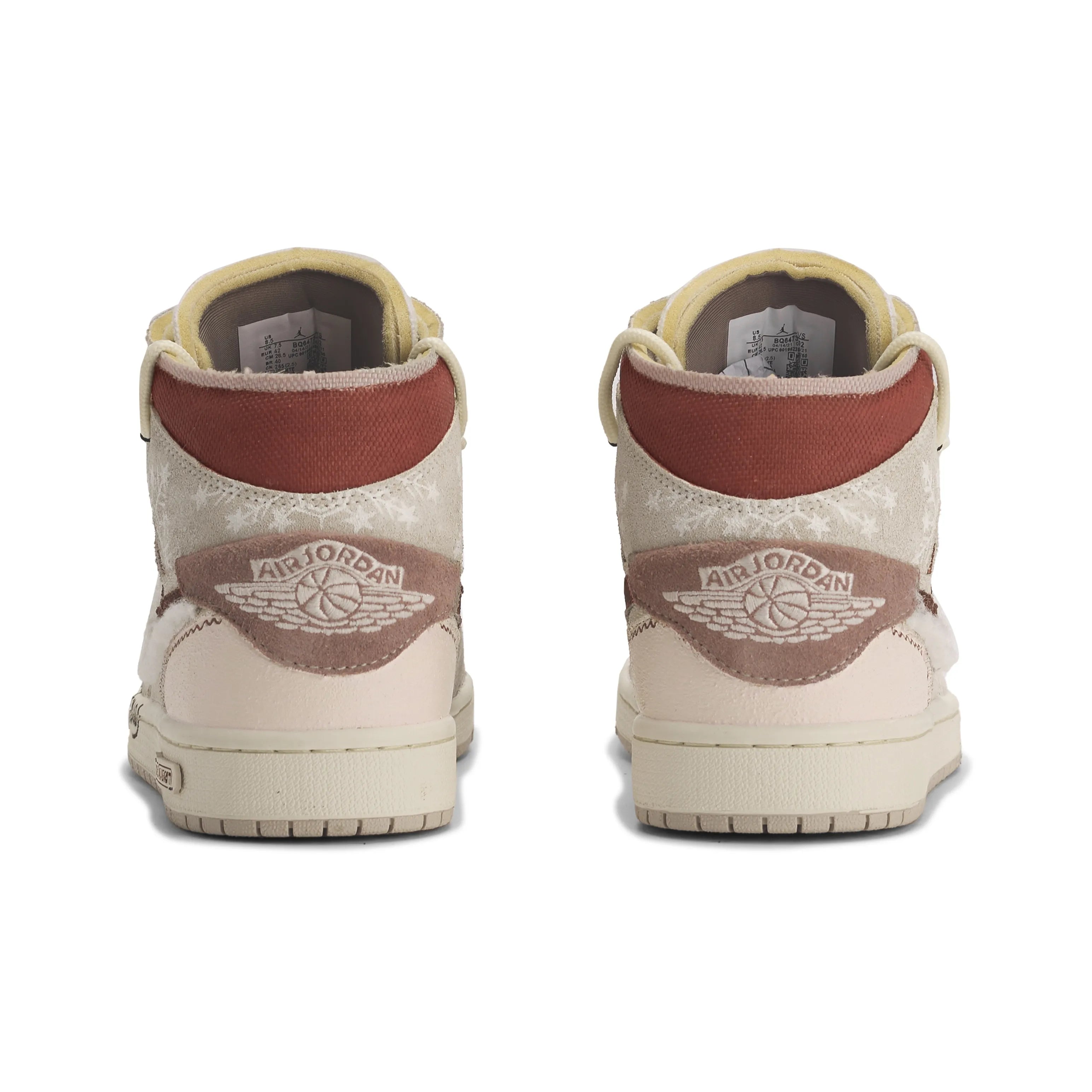 [Custom Midnight Snowfall] Air Jordan 1 Mid Top Skateboarding Men‘s Shoes Brown