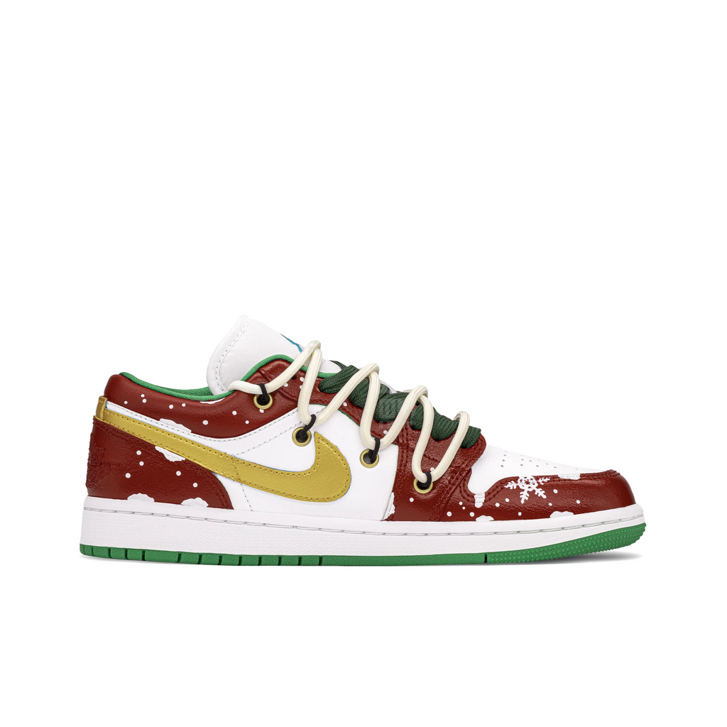 [Custom Christmas Snow Night] Air Jordan 1 Skateboarding Shoes Unisex Low-top
