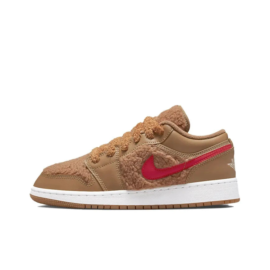 [Custom Gingerbread Bear] Jordan Air Jordan 1 Low Top Unisex Skateboarding Shoes