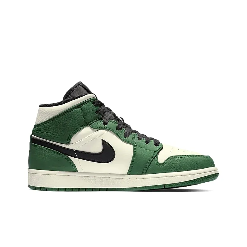 [Custom Iced Evergreenl] Air Jordan 1 Mid Top Men's Skateboarding Shoes Green