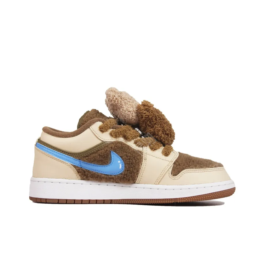 [Custom Adorable Bear] Jordan Air Jordan 1 Low Top Unisex Skateboarding Shoes