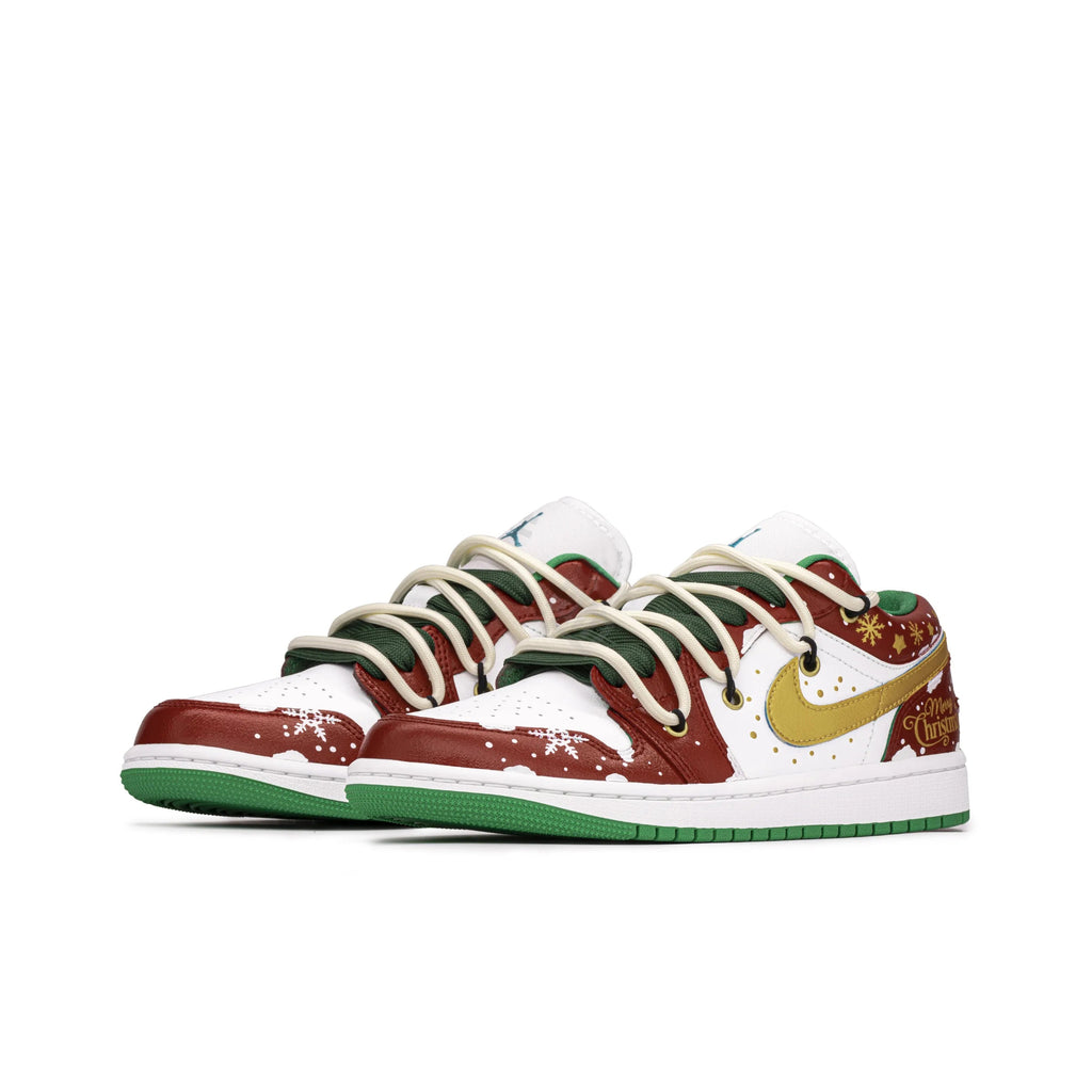 [Custom Christmas Snow Night] Air Jordan 1 Skateboarding Shoes Unisex Low-top