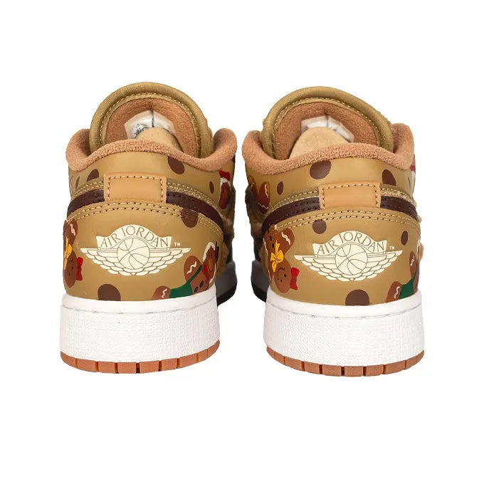 [Custom Gingerbread Bear] Jordan Air Jordan 1 Low Top Unisex Skateboarding Shoes