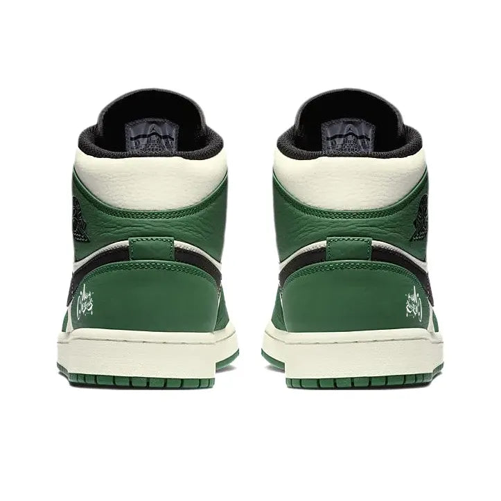 [Custom Iced Evergreenl] Air Jordan 1 Mid Top Men's Skateboarding Shoes Green